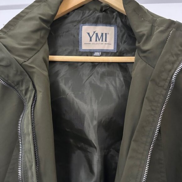 Olive Green Anorak Parka Spring/Fall Utility Jacket Size M - Picture 3 of 5